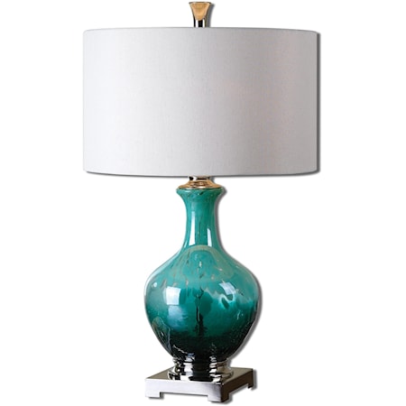 Yvonne Green Blue Glass Table Lamp